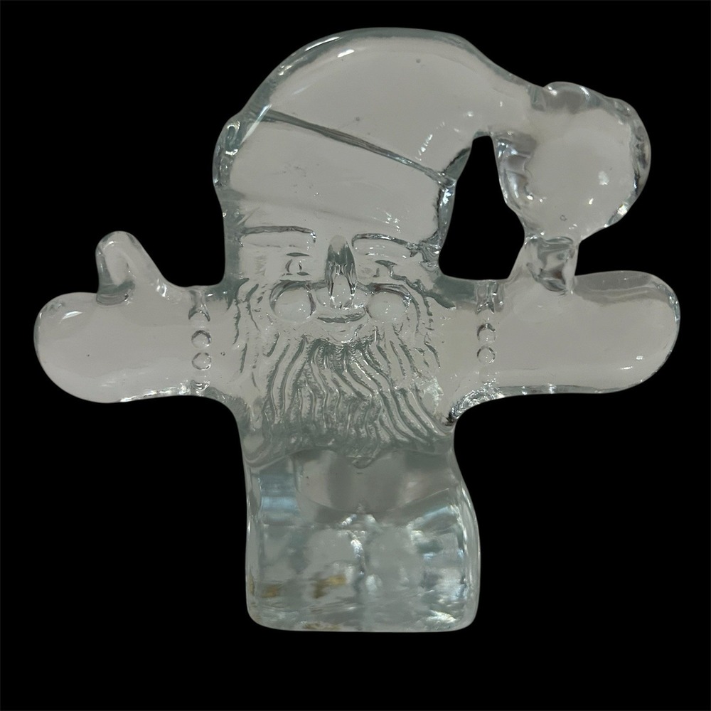 KOSTA BODA Sweden Bertil Vallien Santa Claus Glass Candle Holder 5" Christmas